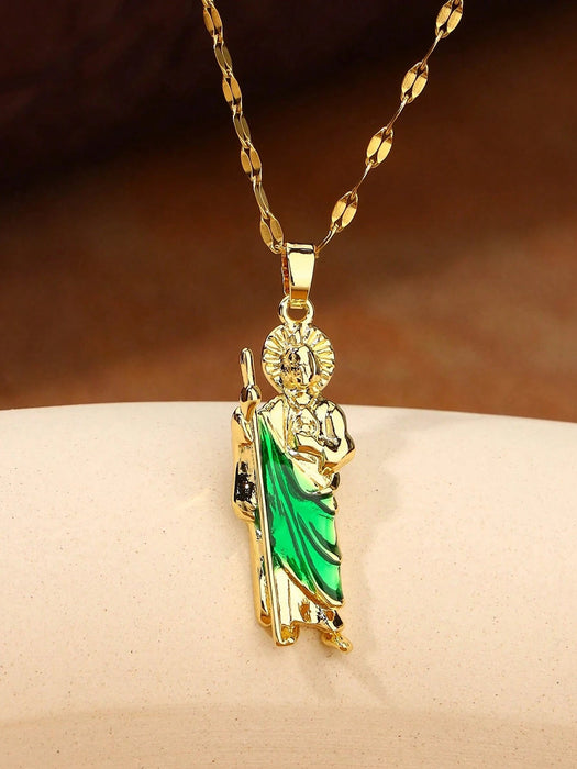 Shein 1 colgante de la Virgen María de cobre con cadena de acero, regalo de joyería - Quierox - Tienda Online
