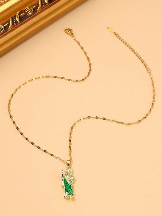 Shein 1 colgante de la Virgen María de cobre con cadena de acero, regalo de joyería - Quierox - Tienda Online