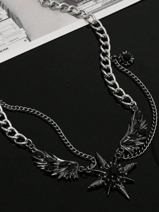 SHEIN 1 collar con colgante de ala de pluma negra y estrella estilo Y2K, gargantilla - Quierox - Tienda Online