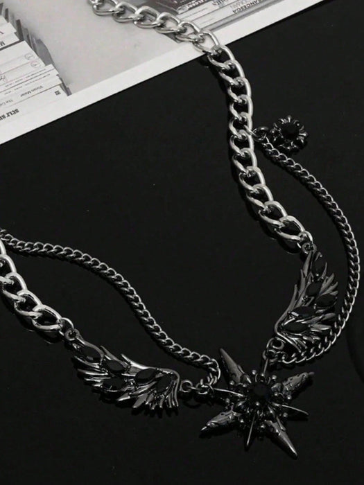 SHEIN 1 collar con colgante de ala de pluma negra y estrella estilo Y2K, gargantilla - Quierox - Tienda Online