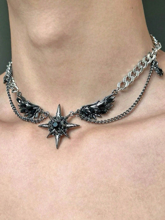 SHEIN 1 collar con colgante de ala de pluma negra y estrella estilo Y2K, gargantilla - Quierox - Tienda Online