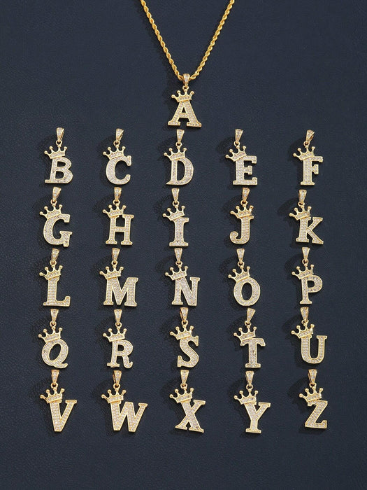 Shein 1 collar con dije de letra inicial en con giro dorado para niños y niñas - Quierox - Tienda Online