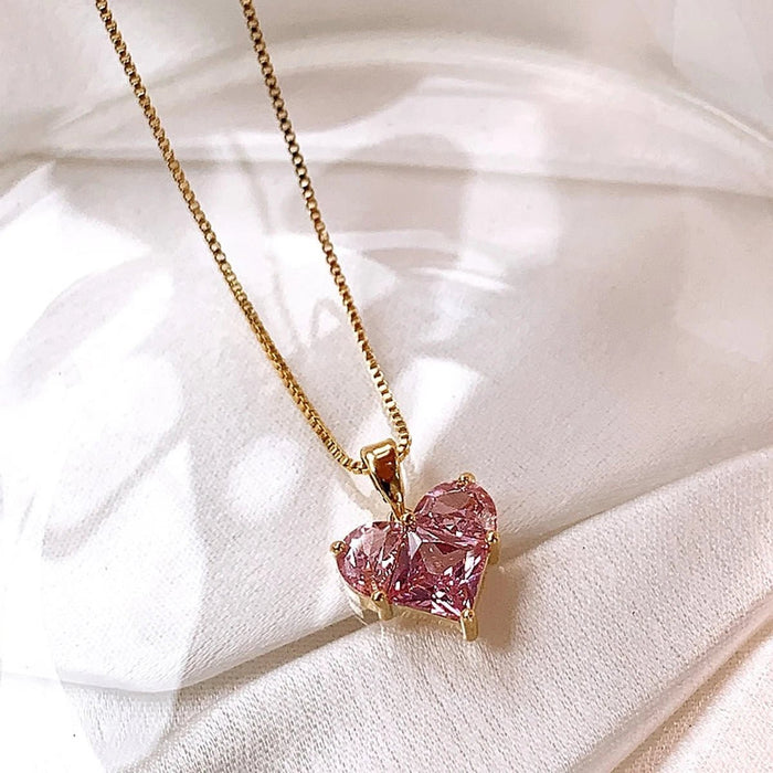 SHEIN 1 collar de cristal rosa súper brillante para mujer, collar con colgante de lujo versátil - Quierox - Tienda Online