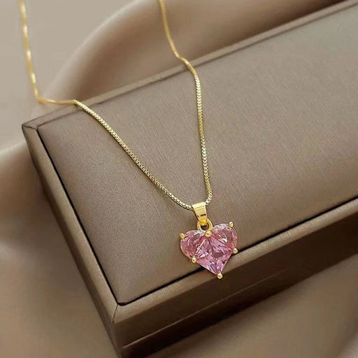 SHEIN 1 collar de cristal rosa súper brillante para mujer, collar con colgante de lujo versátil - Quierox - Tienda Online