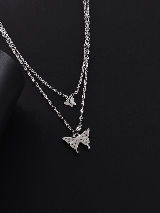 Shein 1 collar de doble capa con colgante de mariposa de moda - Quierox - Tienda Online