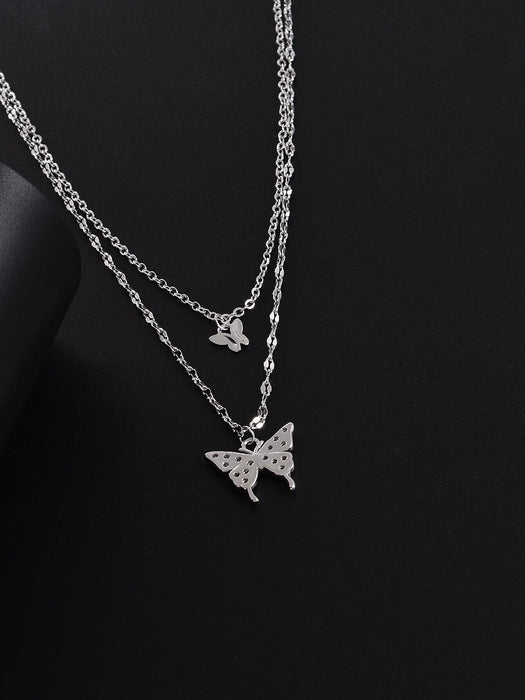 Shein 1 collar de doble capa con colgante de mariposa de moda - Quierox - Tienda Online