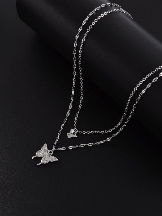 Shein 1 collar de doble capa con colgante de mariposa de moda - Quierox - Tienda Online