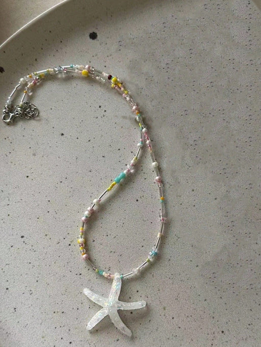 Shein 1 collar de resina con estrella de mar y cuentas coloridas de estilo bohemio para mujer - Quierox - Tienda Online