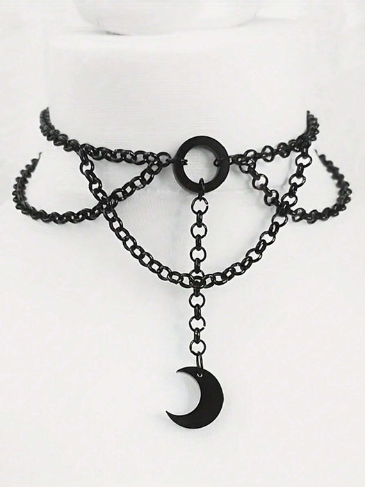 SHEIN 1 collar gargantilla con colgante de luna negra estilo gótico vintage - Quierox - Tienda Online