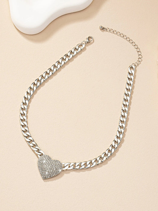 SHEIN 1 collar grueso con diseño de corazón con incrustaciones de diamantes de imitación - Quierox - Tienda Online