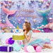 Shein 1 fondo de sirena y concha de perlas sintéticas de feliz cumpleaños 210*150cm - Quierox - Tienda Online