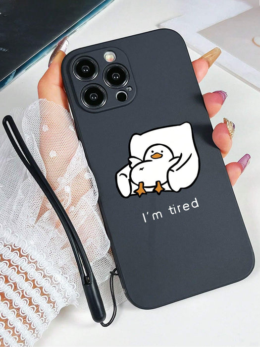 Shein 1 funda de TPU negra con diseño de pato de dibujos animados a prueba de golpes y 1 correa de silicona - Quierox - Tienda Online