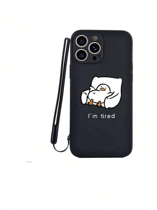 Shein 1 funda de TPU negra con diseño de pato de dibujos animados a prueba de golpes y 1 correa de silicona - Quierox - Tienda Online