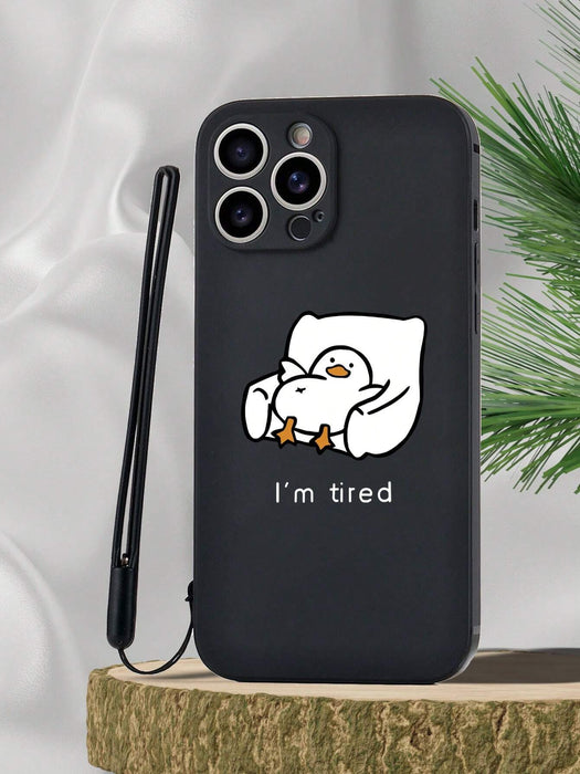 Shein 1 funda de TPU negra con diseño de pato de dibujos animados a prueba de golpes y 1 correa de silicona - Quierox - Tienda Online