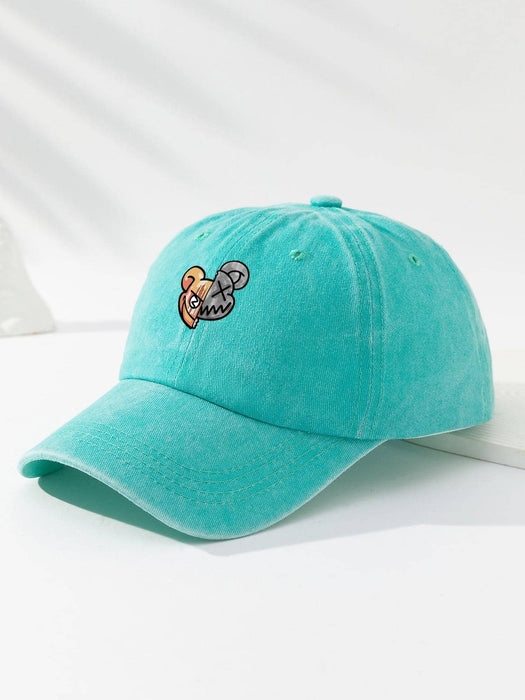 SHEIN 1 gorra de béisbol para hombre, azul claro, con estampado de oso dividido, ajustable - Quierox - Tienda Online
