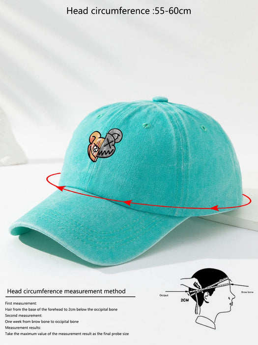 SHEIN 1 gorra de béisbol para hombre, azul claro, con estampado de oso dividido, ajustable - Quierox - Tienda Online
