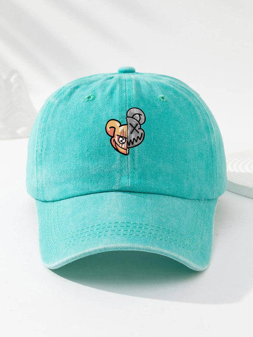 SHEIN 1 gorra de béisbol para hombre, azul claro, con estampado de oso dividido, ajustable - Quierox - Tienda Online
