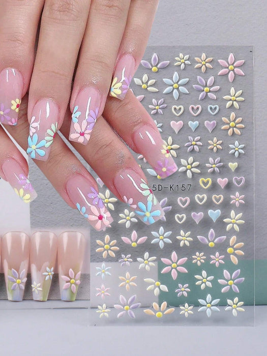Shein 1 hoja de pegatinas para decoración de uñas con diseño de flores - Quierox - Tienda Online