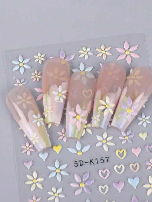 Shein 1 hoja de pegatinas para decoración de uñas con diseño de flores - Quierox - Tienda Online