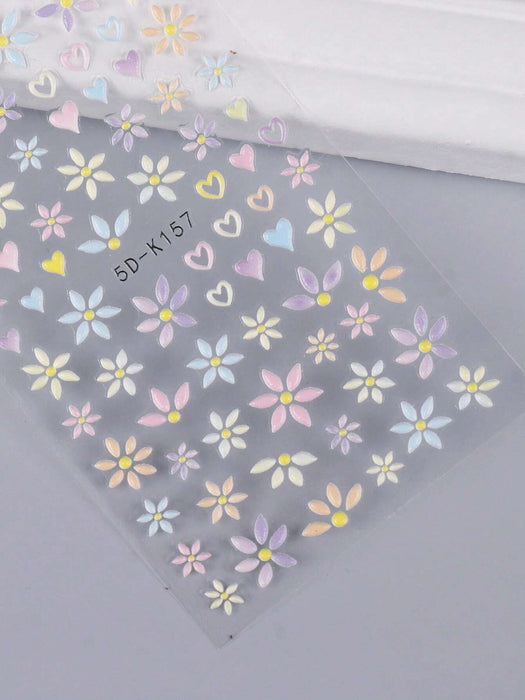 Shein 1 hoja de pegatinas para decoración de uñas con diseño de flores - Quierox - Tienda Online