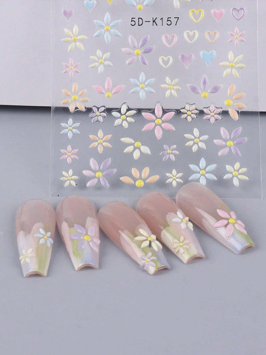 Shein 1 hoja de pegatinas para decoración de uñas con diseño de flores - Quierox - Tienda Online