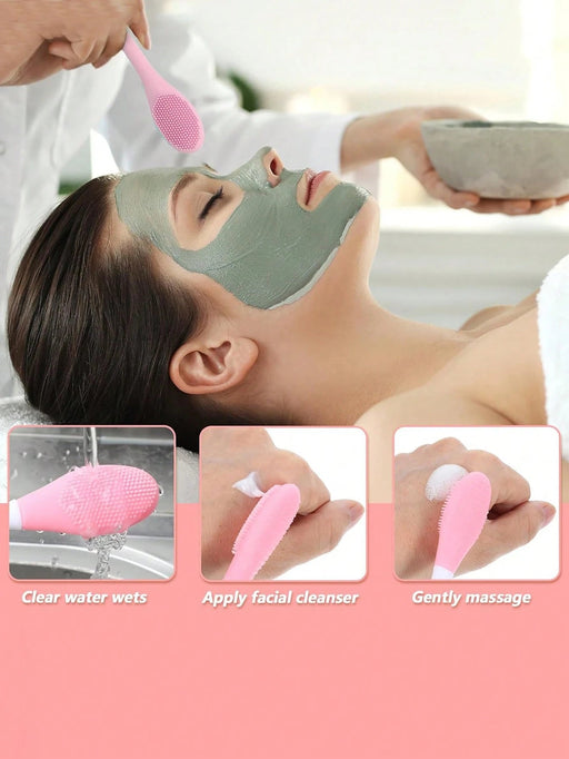 Shein 1 juego de cepillo de limpieza manual de doble cabezal y recipiente para mezclar mascarillas faciales - Quierox - Tienda Online