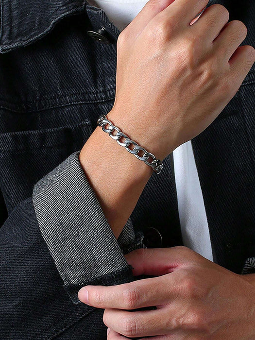 Shein 1 juego de collar, pulsera y joyería minimalista de acero inoxidable para hombre - Quierox - Tienda Online