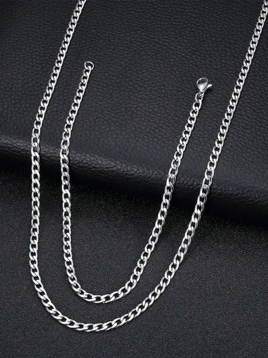 Shein 1 juego de collar, pulsera y joyería minimalista de acero inoxidable para hombre - Quierox - Tienda Online