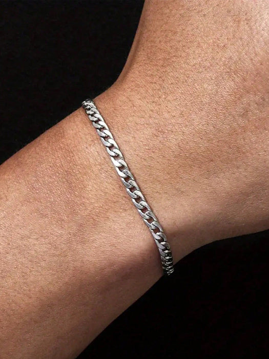 Shein 1 juego de collar, pulsera y joyería minimalista de acero inoxidable para hombre - Quierox - Tienda Online