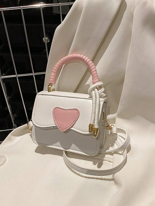 SHEIN 1 mini bolso con forma de corazón, estilo bandolera de PU en contraste - Quierox - Tienda Online