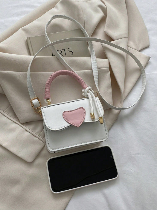 SHEIN 1 mini bolso con forma de corazón, estilo bandolera de PU en contraste - Quierox - Tienda Online