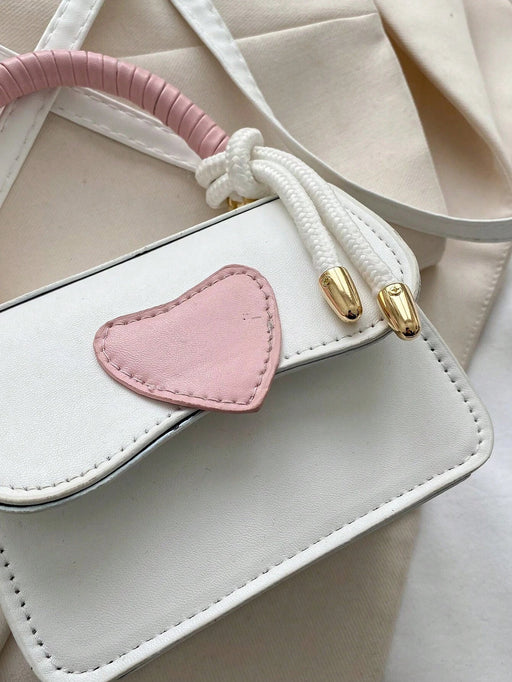 SHEIN 1 mini bolso con forma de corazón, estilo bandolera de PU en contraste - Quierox - Tienda Online