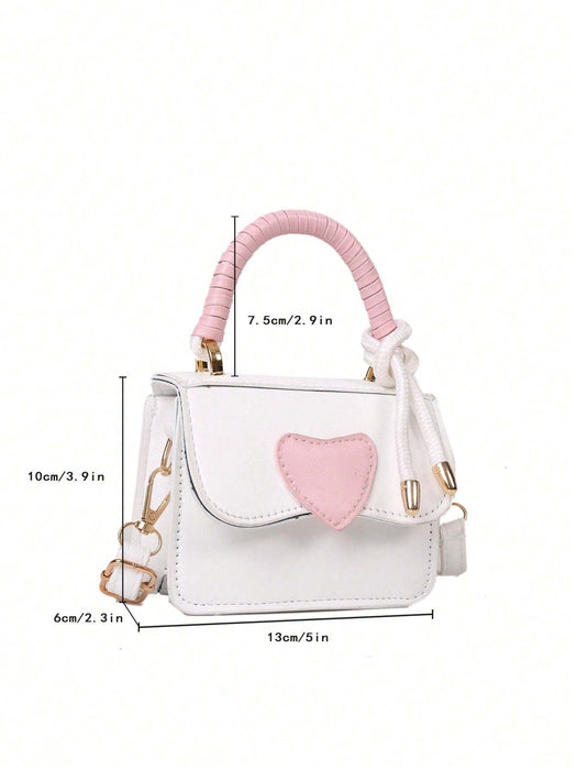 SHEIN 1 mini bolso con forma de corazón, estilo bandolera de PU en contraste - Quierox - Tienda Online