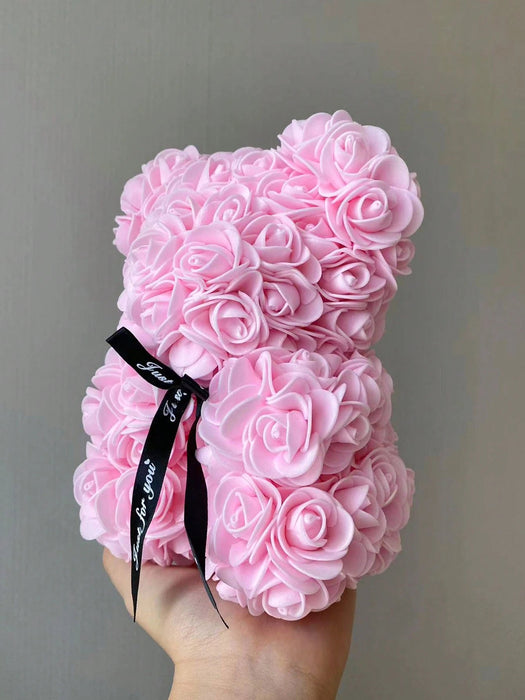 SHEIN 1 osito de peluche con rosa artificial preservada, hecho a mano, para decorar el hogar. - Quierox - Tienda Online