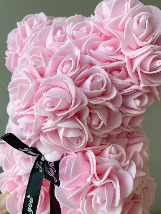 SHEIN 1 osito de peluche con rosa artificial preservada, hecho a mano, para decorar el hogar. - Quierox - Tienda Online