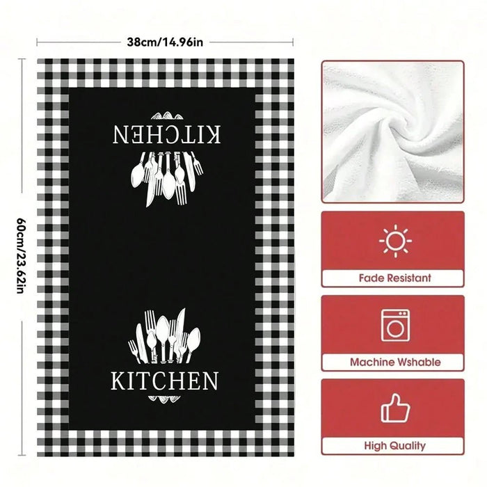 Shein 1 paños de cocina a cuadros estilo búfalo, suaves y absorbentes, lavables a máquina, de poliéster - Quierox - Tienda Online