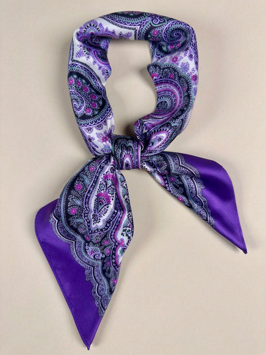 Shein 1 pañuelo de mujer con estampado paisley elegante de satén para el cuello o la cabeza - Quierox - Tienda Online
