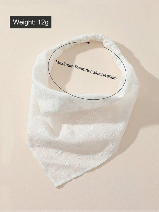 SHEIN 1 pañuelo elegante para mujer con bordado de flores,tipo bandana blanco suave - Quierox - Tienda Online