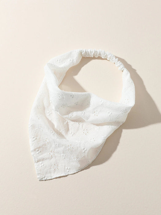 SHEIN 1 pañuelo elegante para mujer con bordado de flores,tipo bandana blanco suave - Quierox - Tienda Online
