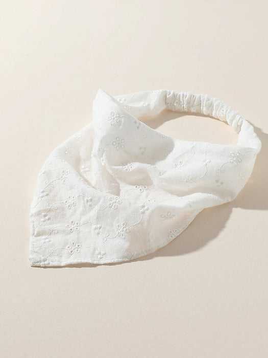 SHEIN 1 pañuelo elegante para mujer con bordado de flores,tipo bandana blanco suave - Quierox - Tienda Online