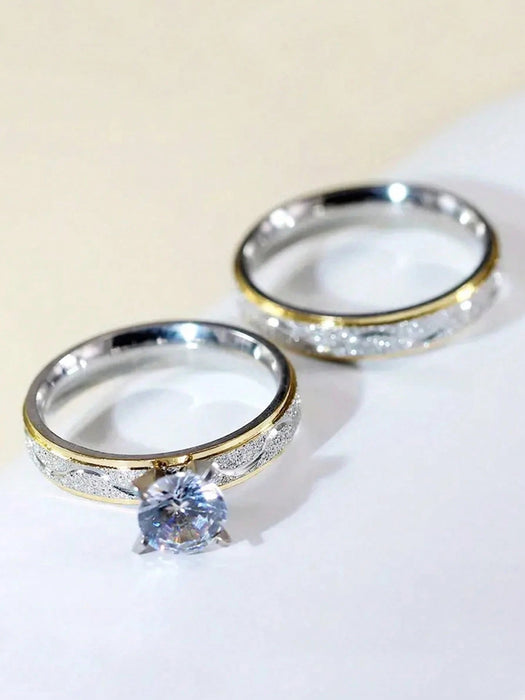 SHEIN 1 par de anillos de acero inoxidable con rhinestones - Quierox - Tienda Online