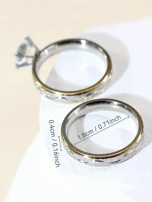 SHEIN 1 par de anillos de acero inoxidable con rhinestones - Quierox - Tienda Online