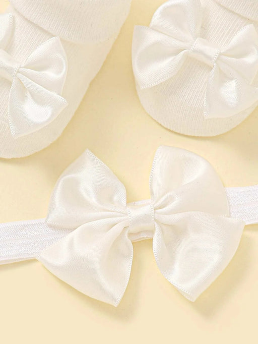 Shein 1 par de calcetines con decoración de lazo para bebé y 1 pieza diadema - Quierox - Tienda Online