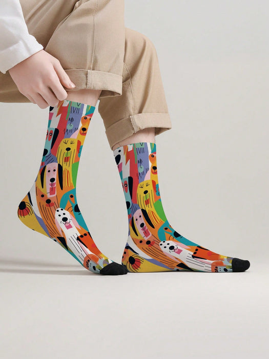 Shein 1 par de calcetines unisex con estampado de dibujos animados de perros callejeros - Quierox - Tienda Online