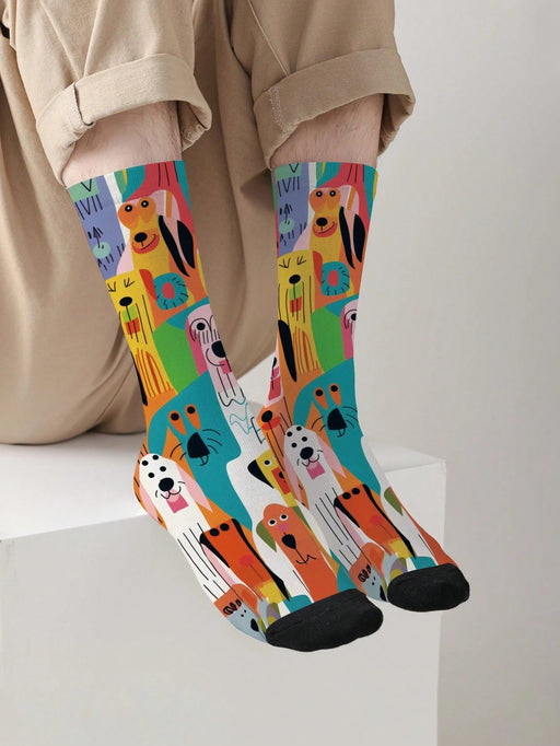 Shein 1 par de calcetines unisex con estampado de dibujos animados de perros callejeros - Quierox - Tienda Online