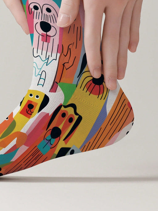 Shein 1 par de calcetines unisex con estampado de dibujos animados de perros callejeros - Quierox - Tienda Online