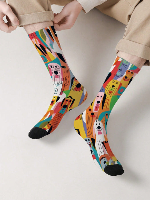 Shein 1 par de calcetines unisex con estampado de dibujos animados de perros callejeros - Quierox - Tienda Online