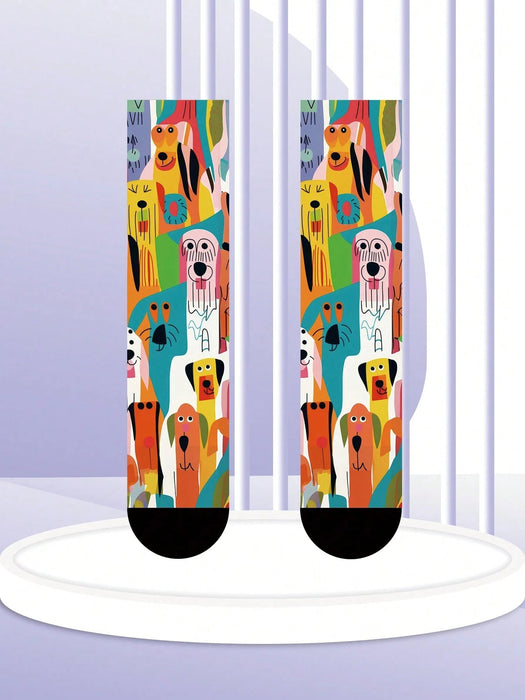 Shein 1 par de calcetines unisex con estampado de dibujos animados de perros callejeros - Quierox - Tienda Online