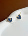 Shein 1 par de elegantes pendientes de botón azules con forma de corazón y gota de aceite - Quierox - Tienda Online