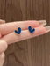 Shein 1 par de elegantes pendientes de botón azules con forma de corazón y gota de aceite - Quierox - Tienda Online